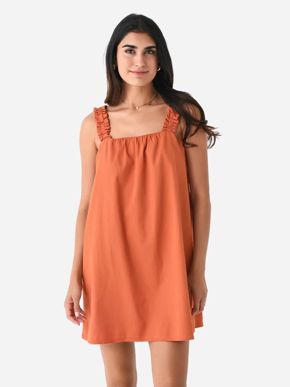 STARK X Mini Dress Rosewood Burnt Orange Feminine Summer Graduation UT Game Day